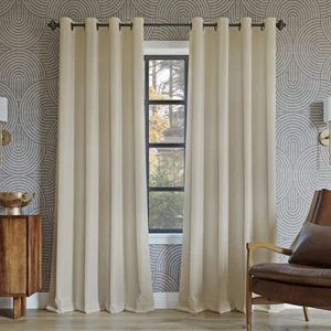 52"x108" Sun Zero 100% Blackout Oslo Theater Grade Grommet Curtain Panel Cream - Picture 1 of 9