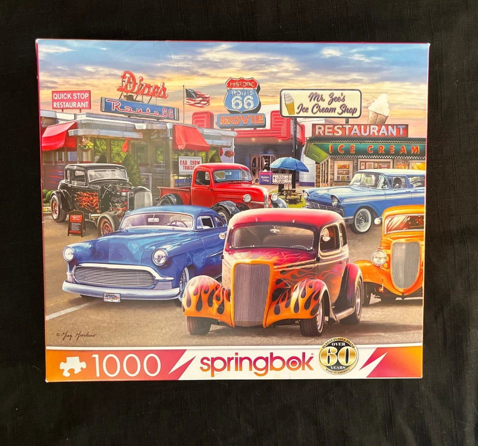 Complete “Classic Car Show" 1000 Pieces Jigsaw Puzzle From Springbok Made In USA - Image 1 of 4