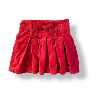 Oshkosh Vintage Velvet Belted Short Mini Skirt Girls Size 6 Red Holiday - Picture 1 of 7