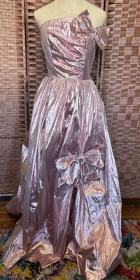 Vestido de graduación vintage años 80 rosa sirena sin tirantes Jem hologramas EE. UU. XS Foto 1 de 4