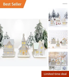 Weihnachtsdorf Set Holz Beleuchtet Wichtelhaus Deko Garten Innen Außen - Bild 1 von 10