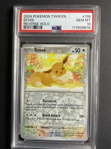 Eevee 135 PSA 10 2024 Pokémon TWM EN Reverse Holo - Picture 1 of 1