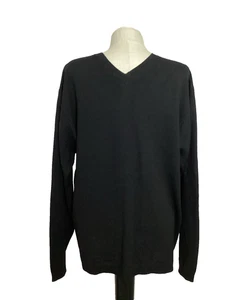 BANANA REPUBLIC EXTRA FINE ITIALIAN MERINO Black V-Neck Pullover Sweater Sz. XL - Picture 1 of 6