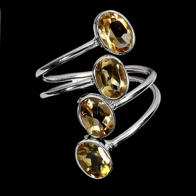 Anillo de plata de ley 925 ovalado citrino 8x6 mm piedras preciosas naturales joyería tamaño 8 Foto 1 de 4
