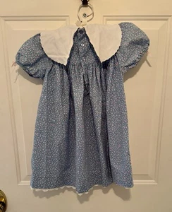 Vintage, Rare Editions Girls Sz 6X Blue with Pink Floral and Embroidered Collar - Picture 1 of 3