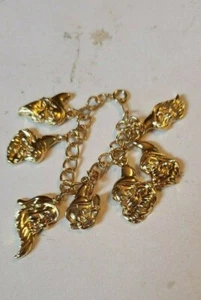 DISNEY SNOW WHITE SEVEN DWARFS CHARM BRACELET GOLD 7 INCHES - Picture 1 of 4