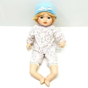 Vintage Porcelain Baby Doll With Soft Body 14" Antique Doll With Jumpsuit & Hood - Picture 1 of 8