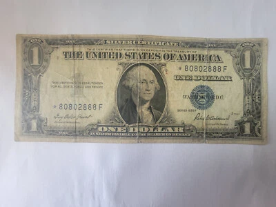 1935-F $1 Silver Certificate STAR Note FANCY Serial 80802888F - Image 1 of 2
