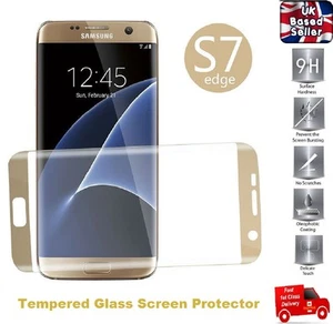 3D Curved Tempered Glass Screen Protector for Samsung Galaxy S7 Edge - GOLD - Picture 1 of 9