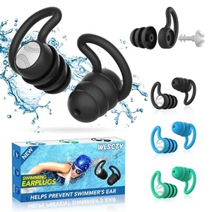 Swimming Ear Plugs Waterproof Earplugs - 3 Pairs Silicone Swim Ear Plugs for ... - Picture 1 of 7