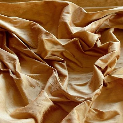 Iridescent Honey Gold Dupioni 100% Silk Fabric 44"/54" Wide, By The Yard (S-133)