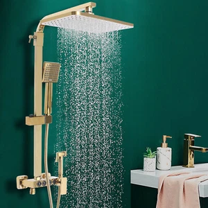 Juego de ducha de lluvia dorado ducha de mano juego de ducha sistema de ducha baño grifo de ducha NUEVO - Imagen 1 de 24