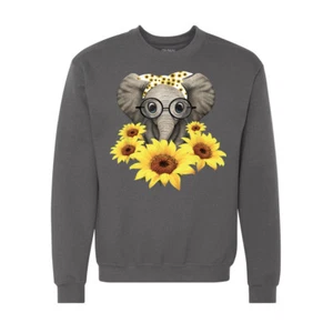 🔥 Suéter Elefante Girasol Lindo Animal Nerd Amor Sé amable Sudadera Cuello Redondo - Imagen 1 de 9
