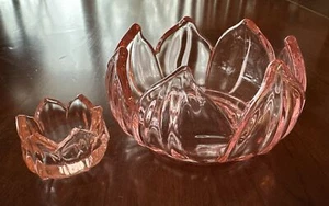 WESTMORELAND GLASS LOTUS PINK 4" DISH & 1-1/2" DIAMETER INDIVIDUAL SALT DIP - Picture 1 of 22