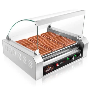 Commercial Electric 30 Hot Dog 11 Roller Grill Cooker Machine with Cover - Picture 1 of 7