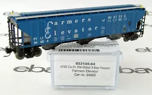 N Scale 4750 3-Bay Covered Hopper - Farmers Elevator #34902 - IMRC #653105-04 - Picture 1 of 2