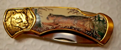 CUCHILLO FRANKLIN COMO NUEVO - Vida silvestre, león de montaña, puma, muy raro - Rara vez listado Foto 1 de 4