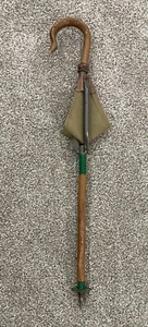 Vintage Shooting Stick-Fold Out Leather Seat-Walking Stick-Portable Chair - Picture 1 of 14