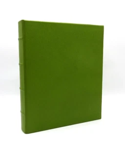 Photo Album 8x9 Ring Binder Leather Cover 72 Clear Pockets Graphic Image Green - Picture 1 of 7