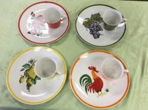 Vintage Mid Century Topline Imports Snack Set, vier 2-teilige Gedecke - Bild 1 von 6