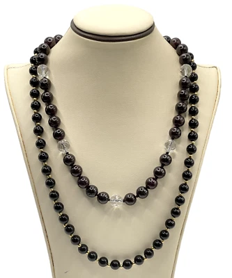 Набор из 2 черных/прозрачных ожерелий с бисером 16 дюймов 28 дюймов - Изображение 1 из 3
