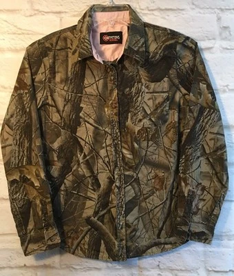 Outfitters Ridge Women's Shirt Size 4-6 Pink Flip Cuffs Hunting Camo Real Tree - - Image 1 of 4