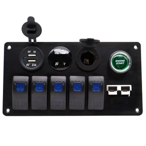 Waterproof 12V/24V 5 Gang Rocker Switches Panel Mount with Engine Start Push ... - Picture 1 of 5