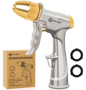 AUTOMAN Garden Hose Nozzle Sprayer - High Pressure 100% Metal Water Spray Noz... - Picture 1 of 7