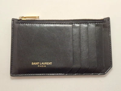 Authentic Saint Laurent Black Leather Zipper Card Holder - Image 1 of 4