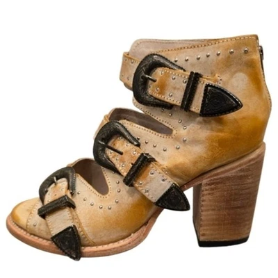 FREEBIRD by Steven VIOLET Tan Leather Booties Women's Size 10 Sandals - Image 1 of 4
