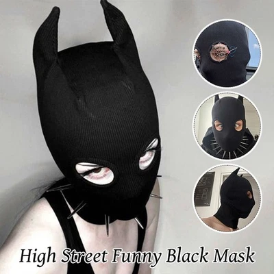 Tocado de murciélago negro estilo punk disfraz de Halloween disfraz elegante máscara divertida Foto 1 de 4