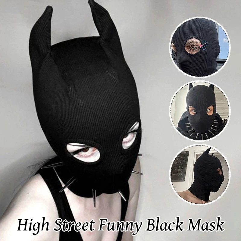 Tocado de murciélago negro estilo punk disfraz de Halloween disfraz elegante máscara divertida Foto 1 de 4