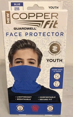 COPPER FIT FACE PROTECTOR YOUTH 8+  BLUE - ONE SIZE FITS MOST (BRAND NEW) - Image 1 of 2