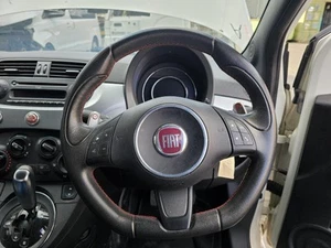 FIAT 500 STEERING WHEEL LEATHER BLACK W/ RED STITCHING 02/2013-09/2015 NMW09179 - Picture 1 of 12