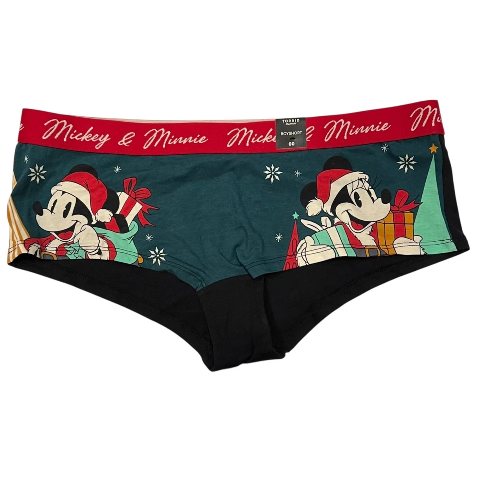 NUEVO CON ETIQUETAS TORRID Boyshort Pantie Talla 00X-0X-1X-2X-3X-4X Disney Mickey Minnie Navidad Foto 1 de 4