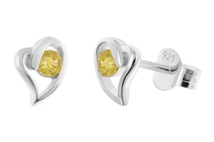 Acalee Jewelry Ladies Earrings 925 Silver Heart Earrings Citringelb AC8866-13 - Picture 1 of 5