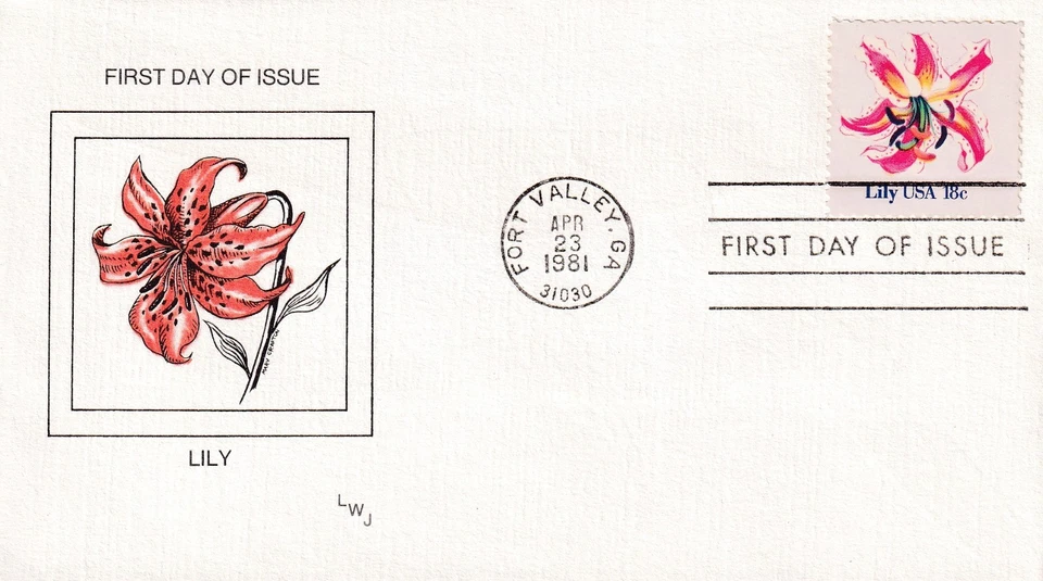 STAMP US SCOTT 1879 "Flowers - Lily" 18 CENT 1981 FDC - B - Image 1 of 1
