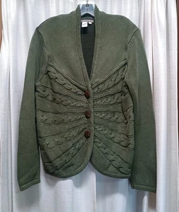 Isabella Bird Damen Gr. L grün 3 Knöpfe Zopfmuster Strickjacke Pullover - Bild 1 von 6
