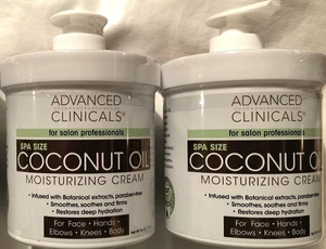 2x16 oz = 2 lbs Advanced Clinicals Spa Size Coconut Oil Cream Skin Moisturizing - Picture 1 of 4