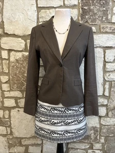 White Black House Market & Tahari 2Pc Skirt Suit Sz 8 Brown White Black - Picture 1 of 8