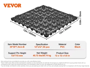 VEVOR Interlocking Tile 12/50/55PCS 12" X 12" Splicing Soft PVC Drainage Floor T - Picture 1 of 20