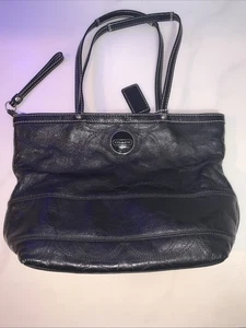Coach Black Patent Leather Stitched Bag Medium - Picture 1 of 5