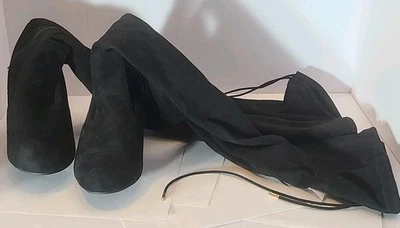 Botas hasta la rodilla Bar III Hilltop para mujer de gamuza negra, talla 10 Foto 1 de 4