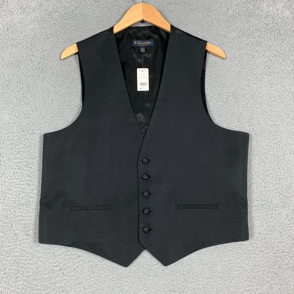 NUEVO CON ETIQUETAS Brooks Brothers Traje Chaleco Para Hombre L (42-44) Negro Seda Formal Esmoquin Chaleco Foto 1 de 4