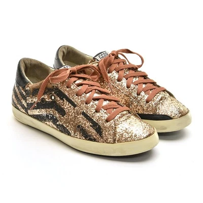 Womens Golden Goose Superstar Glitter Sneakers 40 / 9.5 Gold Leather Low Shoes - Image 1 of 4