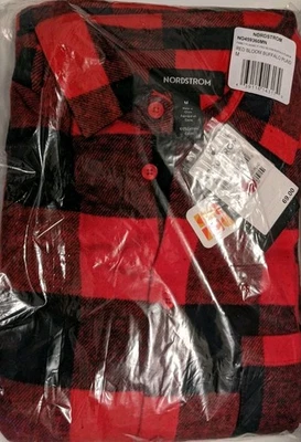 Nuevo con etiquetas Pijama Nordstrom para mujer 2 piezas rojo flor búfalo a cuadros mediano 100 % algodón Foto 1 de 4