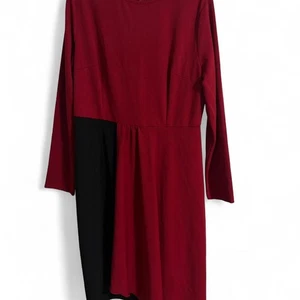 Women's Long Sleeve Colorblock Dress XL Burgundy Black #WomensFashion   - Picture 1 of 6