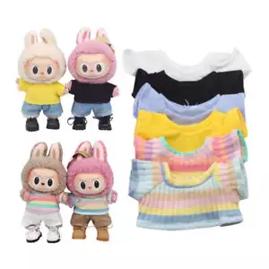 1PC For 17cm Labubu Doll Clothes Doll T-shirts Cute Clothes Color Match Hoodies - Picture 1 of 23