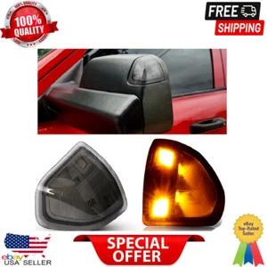 For Dodge Ram 1500 2500 3500 Amber LED Side Mirror Turn Signal Lights Smoked Set - Picture 1 of 15