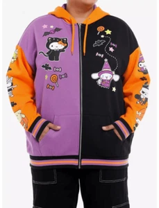 Sanrio Hello Kitty Spooky Split Color-Block Girls Hoodie Plus Size 2 - Picture 1 of 6